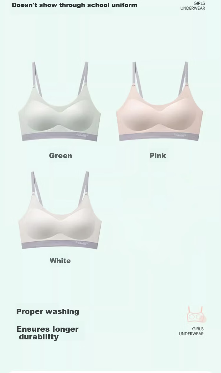 GUJIN 3-Pack Girls' Bras Stage 2 Development Lightweight Sports Wire-Free Seamless Teen Underwear for Middle and High School Students 17