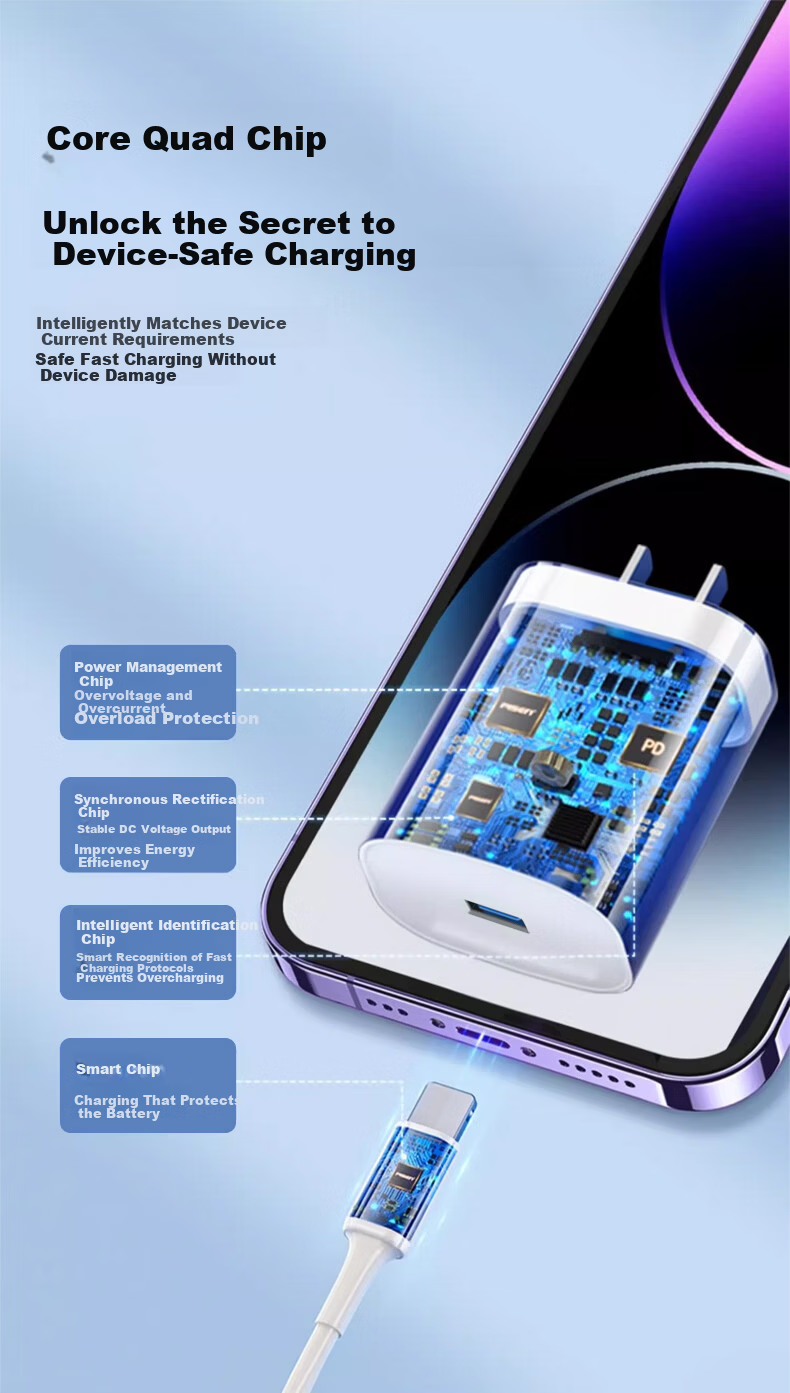 Zitai Compatible with Huawei Charger Head, 22.5W Super Fast Charging Data Cable, Charging Cable Set, Universal for Honor Xiaomi 22.5W + 1 Meter Three-In Fast Charging Cable, Blue Apple 18 4