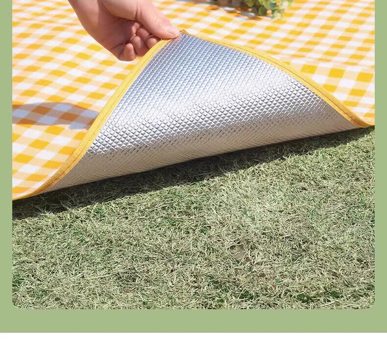 Letide Picnic Mat Aluminum Foil Thickened Camping Mat Moisture-Proof Ground Mat Outdoor Picnic Blanket Lawn Mat Tent Mat 12