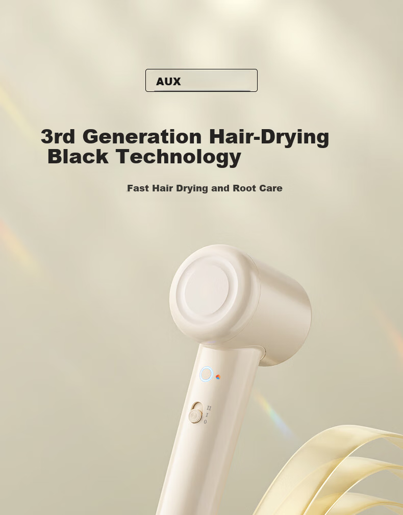 AUX High-Speed Hair Dryer Home Use Powerful Fast-Drying Ionic Hair Care Bladeless Low Noise Electric Hair Dryer 3