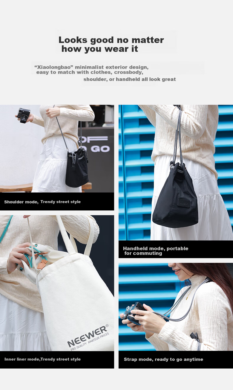 NEEWER Camera Bag, Drawstring Bag, Lucky Money Envelope, Crossbody Photography Shoulder Bag, Mirrorless Camera Inner Liner Bag, Fuji Canon Sony Digital Storage Bag, P Makeup Bag 2