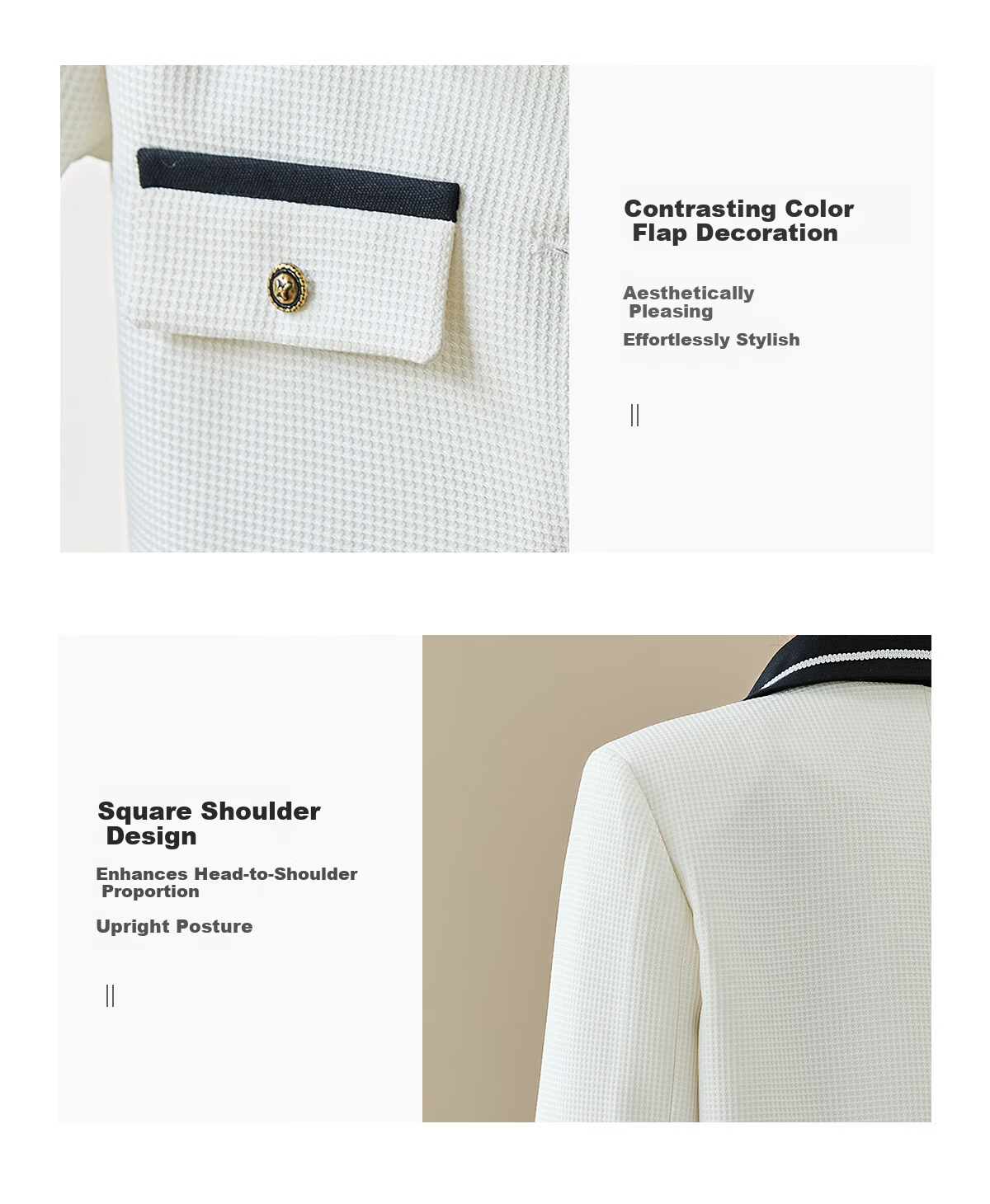 Chushen Spring and Autumn Short Jacket Women Fashion Color-Block Textured Fabric Commuter Short Coat Top S143U3003 6