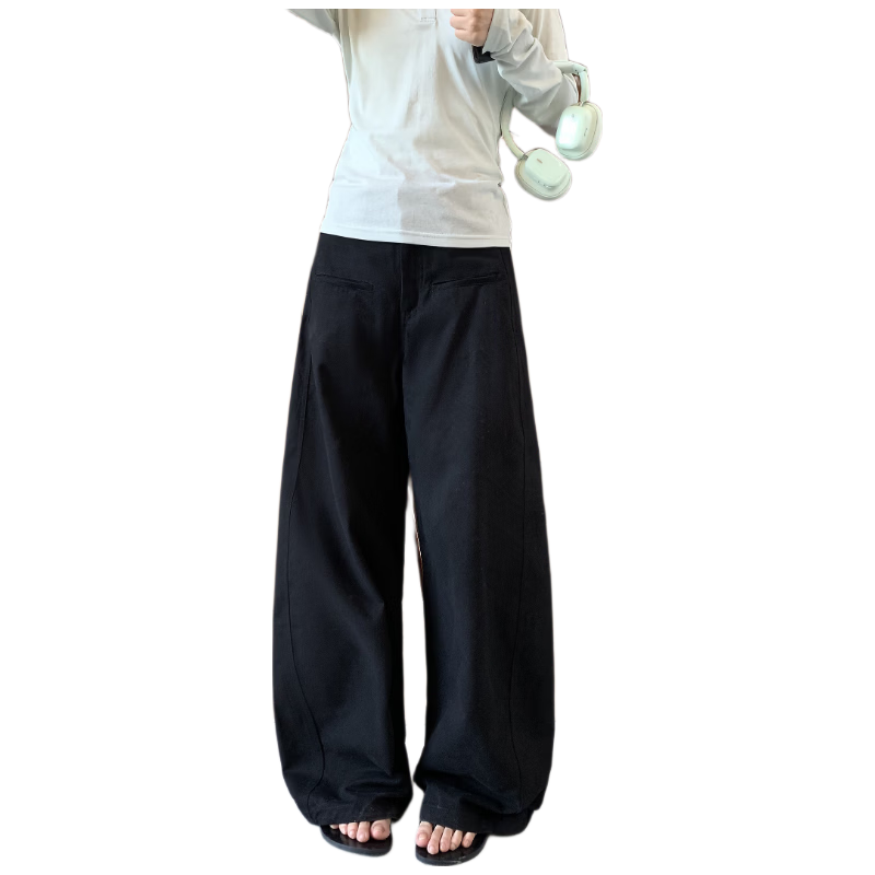ICH MODE "Body Sculpting" Solid Color Loose Casual Pants 2026 New Versatile Curved Pants White M