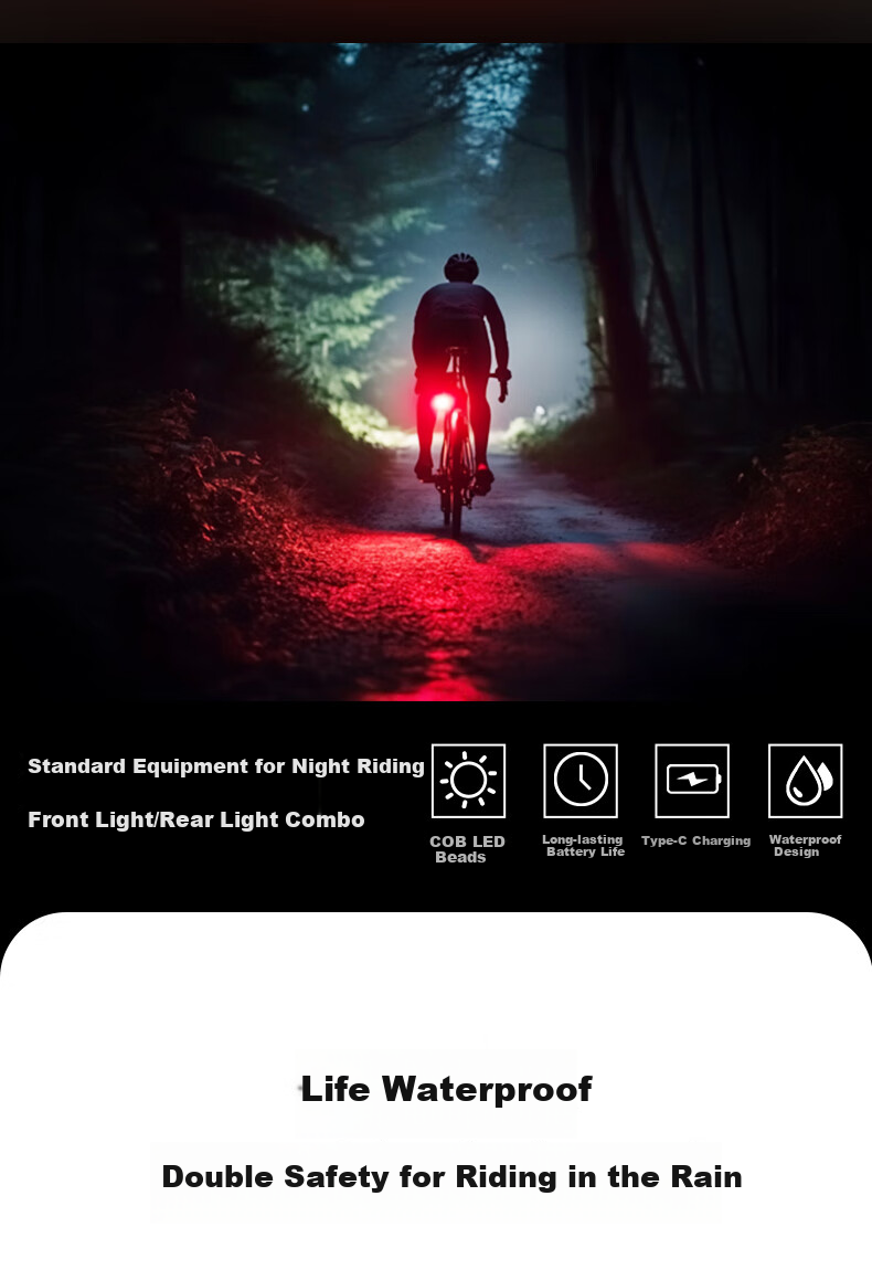 LEM Bicycle Front Light High Brightness Night Riding Tail Light Mountain Road Bike Flashlight Waterproof Cycling Gear for Kids 10