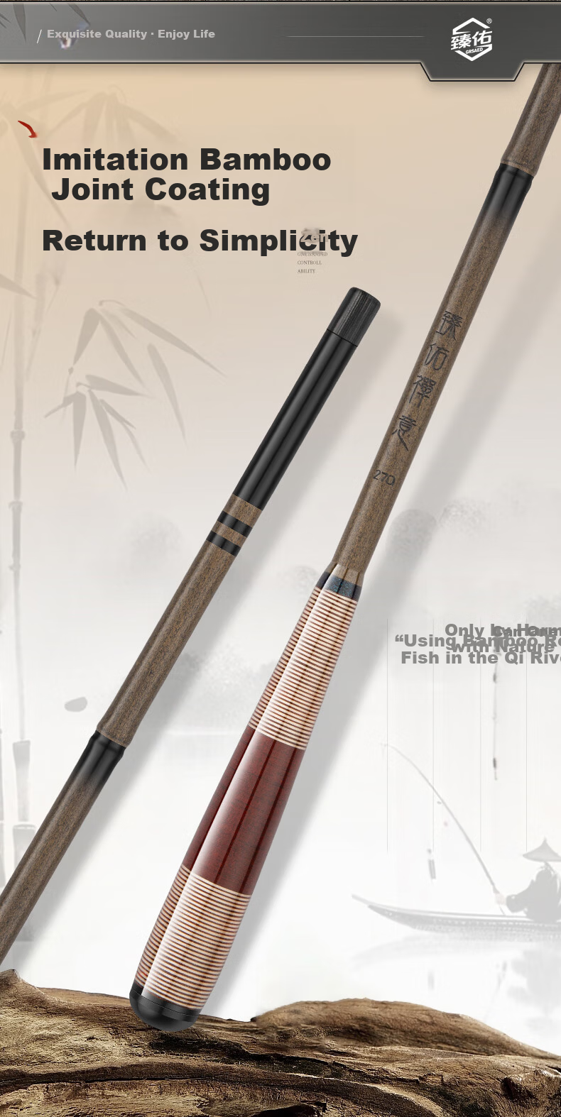 Grased Fishing Rod, Carbon Fiber Fishing Pole, Handheld Rod, Leisure Wild Fishing, Small Platform Fishing Pole, Crucian Carp Short Section Stream Rod, Zen Style, 3.6 Meters 11
