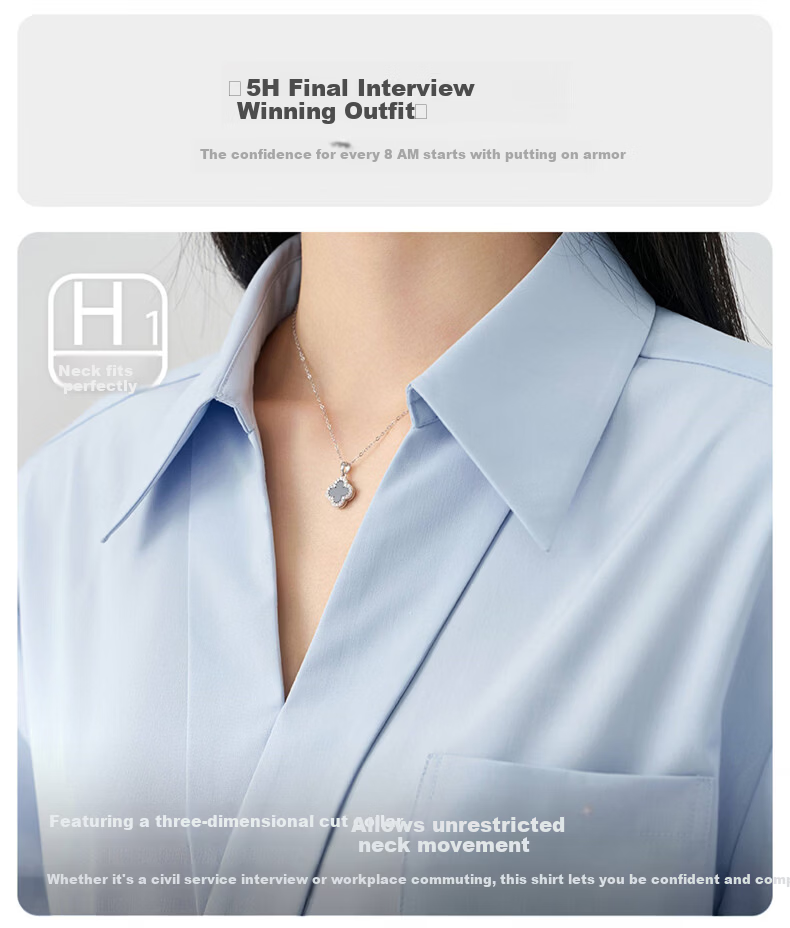 Jeanswest Women's Summer V-Neck French Style OL High-End Inner Wear Commuting Professional White Short Sleeve Shirt L 4