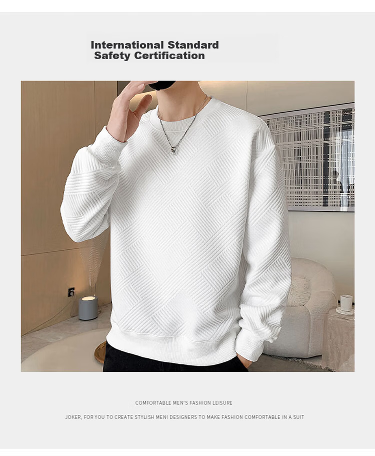 ROMON Men's Sweatshirt Spring and Autumn Casual Long Sleeve T-Shirt Jacket White 3XL 3