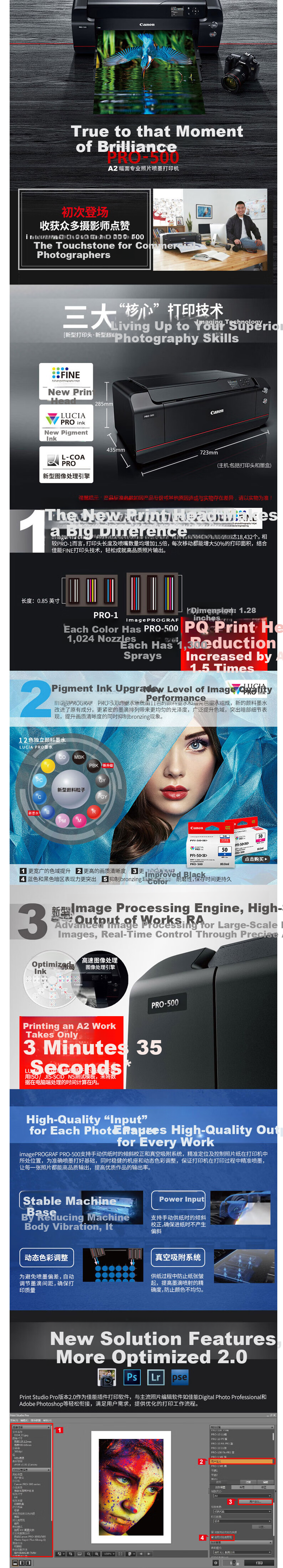 Canon PRO-500 A2 Wireless Color Inkjet Professional Photo Printer (12-Color Independent Ink System) 1