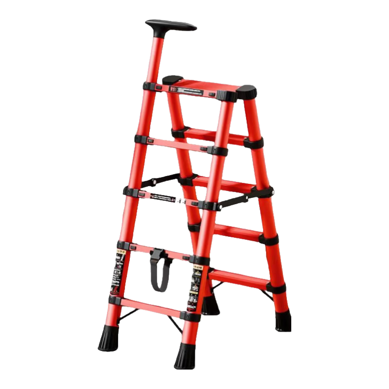Yilinju Household Ladder Telescopic Ladder Small Lightweight A-Frame Folding Multi-Functional Staircase Engineering Ladder - S5 Red