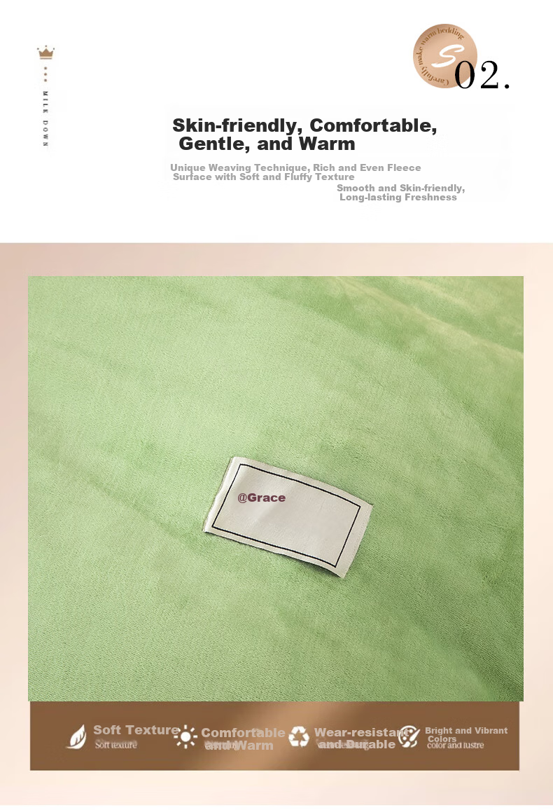 Grace Baby Velvet Quilt Cover Autumn Winter Thickened Single Student Dormitory 180*200cm Green 5