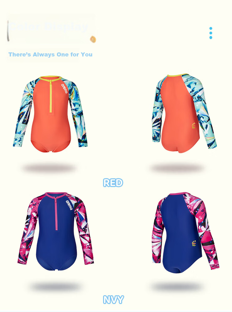 Arena Kids Girls Long Sleeve Triangle One-Piece Swimsuit UV Protection Quick-Dry Comfortable Chlorine-Resistant High Elasticity Sport Fit 6