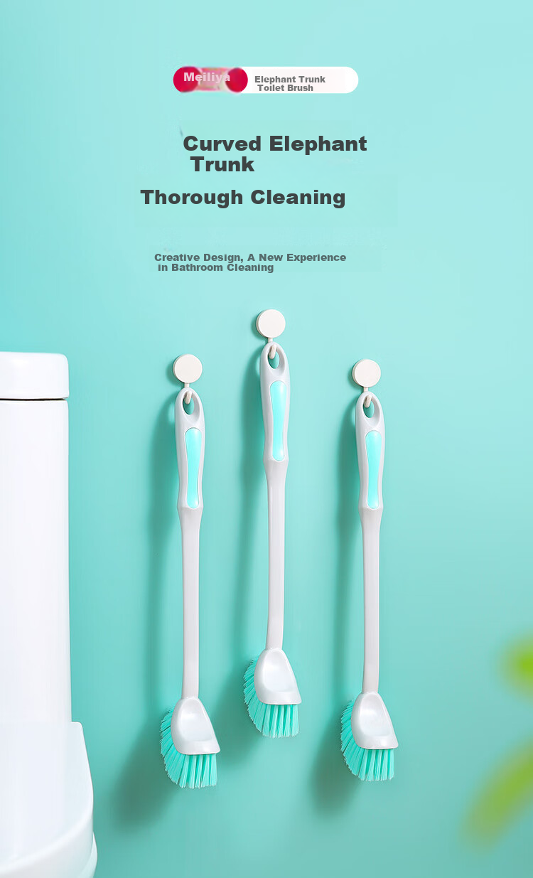Meiliya Toilet Brush with Long Handle, Soft Bristles, Wall-Mountable, No Dead Angle Cleaning, Bathroom Squat Toilet Cleaner 1