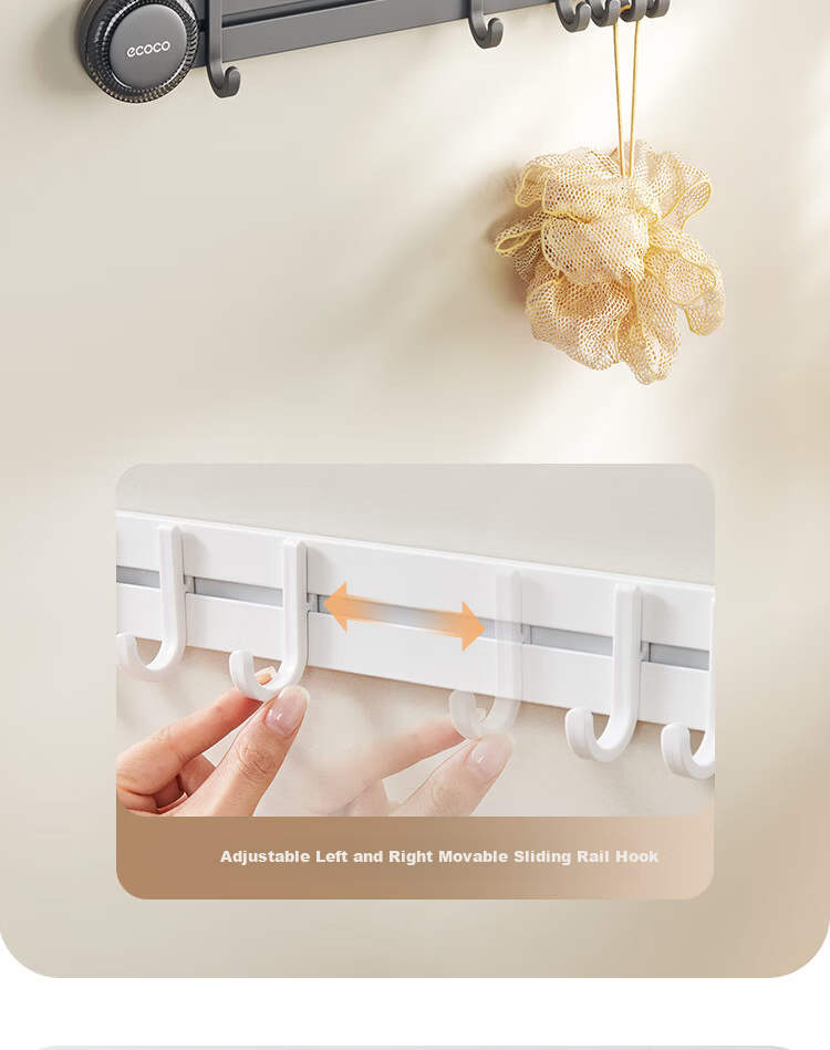 Ecoco Suction Cup Hook Door Hanging Strong Adhesive No Drilling Bathroom Kitchen Entryway Key and Hat Rack 25228 White 14