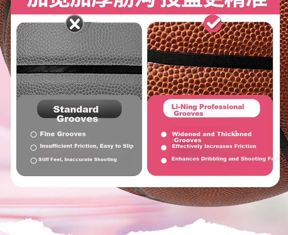 Li-Ning Basketball Junior Middle School Indoor Outdoor Girls Size 6 Official Exam Basketball for Ages 12-18 Women's Standard Test Ball 18