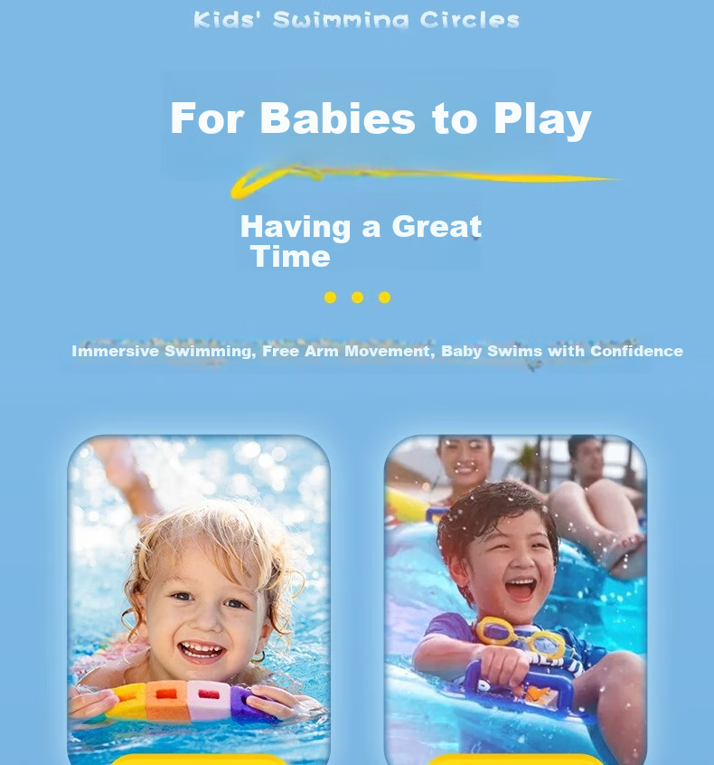 Li-Ning Kids Swimming Ring for Boys and Girls, Age 3+, Thickened Underarm Life Buoy, Baby Swim Gear 22