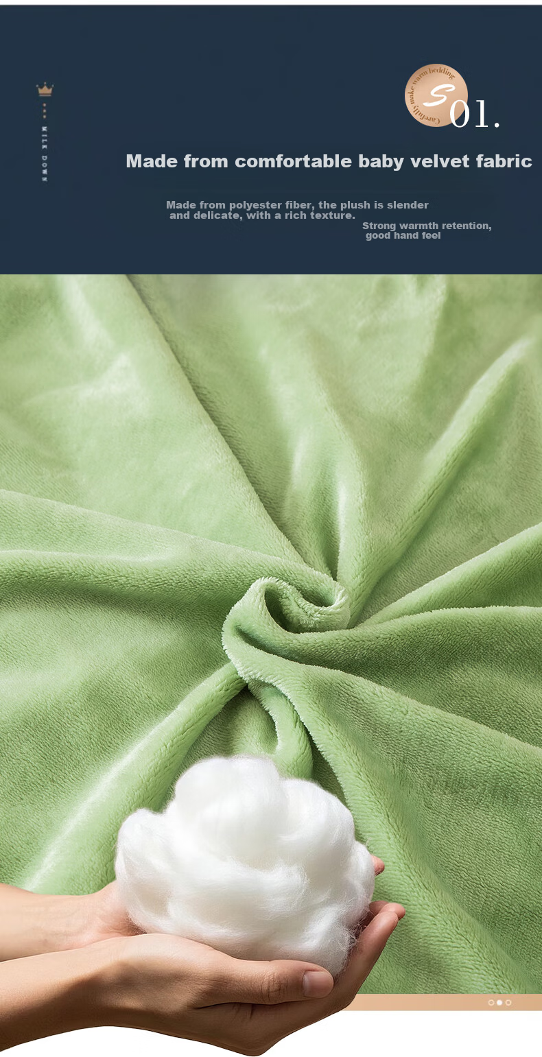 Grace Baby Velvet Quilt Cover Autumn Winter Thickened Single Student Dormitory 180*200cm Green 4