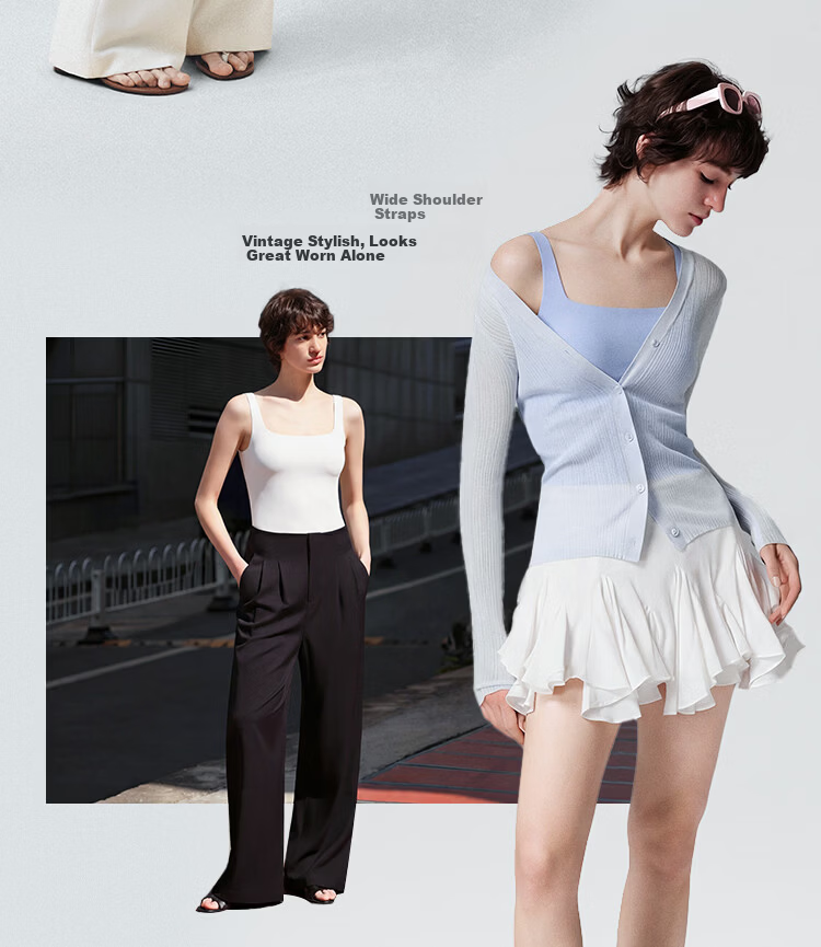 Ubras Yu Shuxin Same Style Small Milk Skin Sizeless Bra for Women with Chest Pads, Camisole Tank Top, Early Autumn Inner Wear Base Layer 5