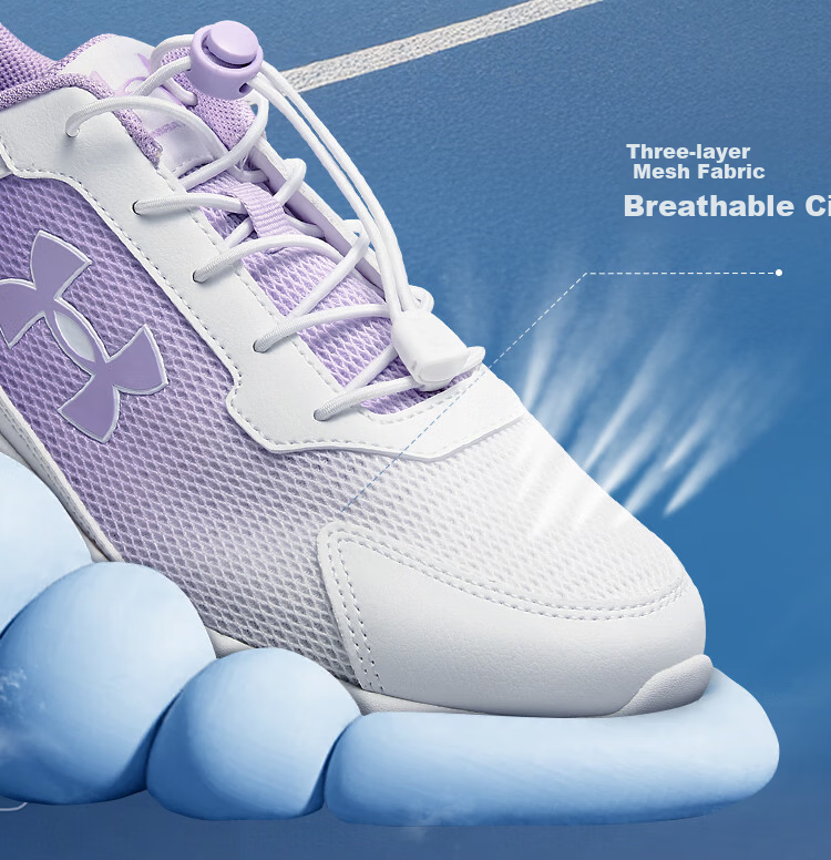 Under Armour Kids' New 2026 Running Shoes Spring Summer Breathable Cushioned Sports Shoes for Boys and Girls 6