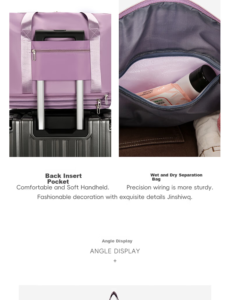 JINSHIWQ Travel Bag Large Capacity Rolling Travel Duffle Bag Portable Maternity Storage Bag with Wet and Dry Separation 18
