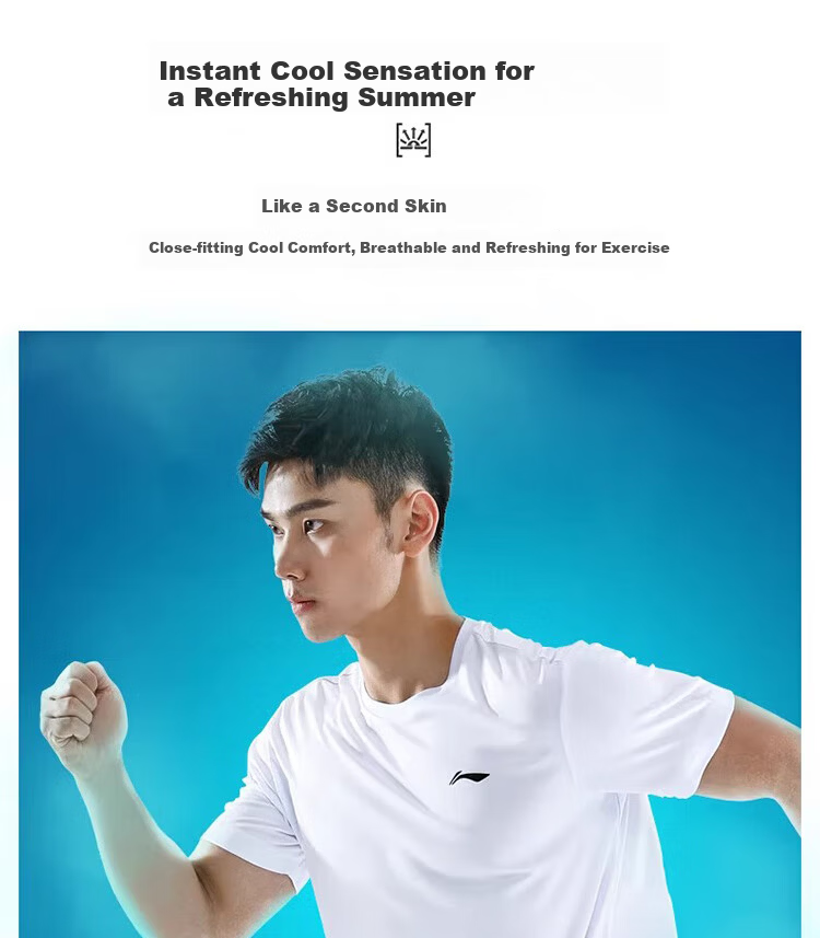 LI-NING Men's Summer Quick-Dry Breathable Short Sleeve T-Shirt AHST575-1-S 6