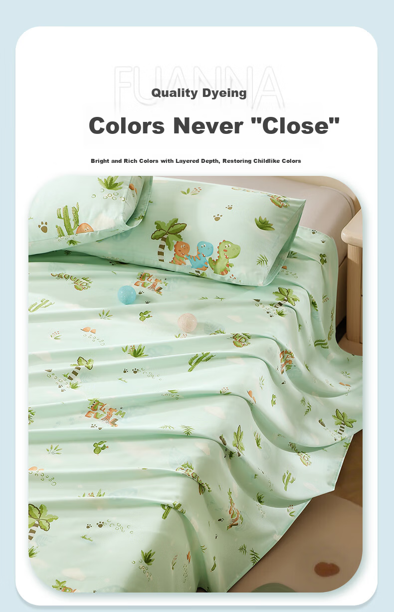 Fuanna Children's Class A Pure Cotton Bed Sheet Single Cotton Bed Cover Mattress Protector 1.2m Bed 180*240cm 9