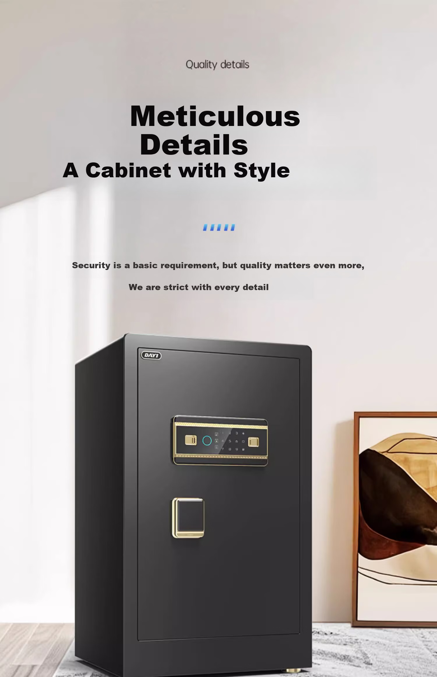 DAYI Fingerprint and Password Small Safe Home Office Financial Steel Anti-theft Safe Box 45cm Coffee Gold Password + Fingerprint 24