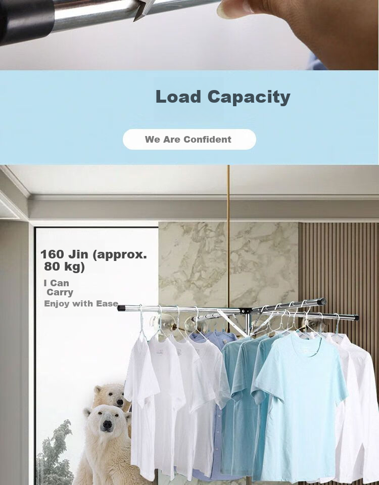 Baoyouni Multifunctional Floor-Standing Clothes Drying Rack for Balcony, Simple Indoor Clothes Hanger for Dormitory and Bedroom 14