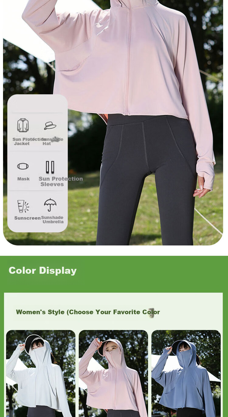 Combo Women's Summer Sunscreen Jacket UPF50+ Outdoor Cycling Sun Protection Lightweight UV Protection Shirt 6