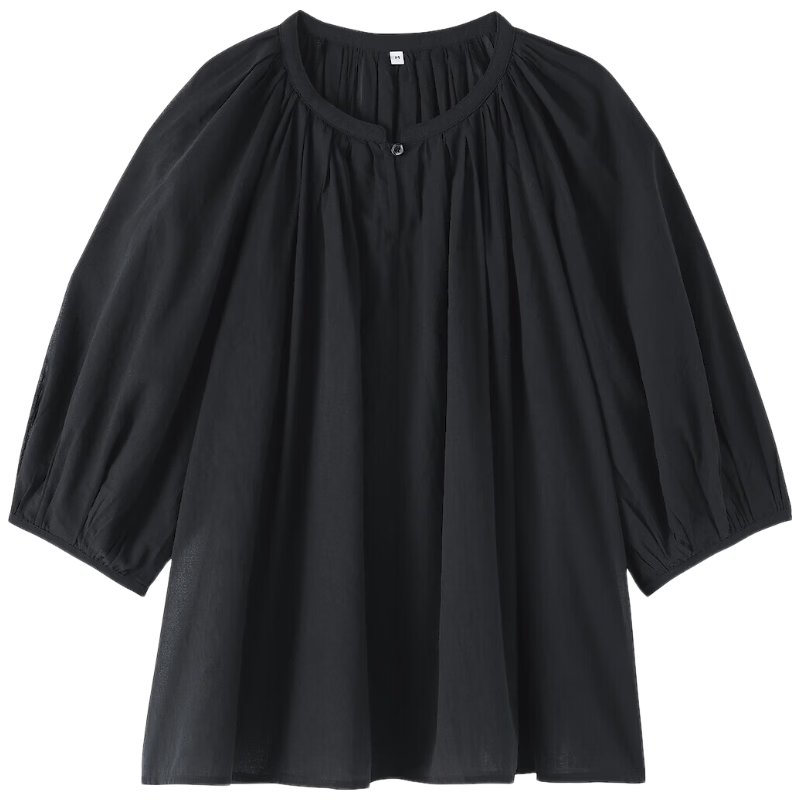 MUJI Strong Twist Short Sleeve Shirt Black L
