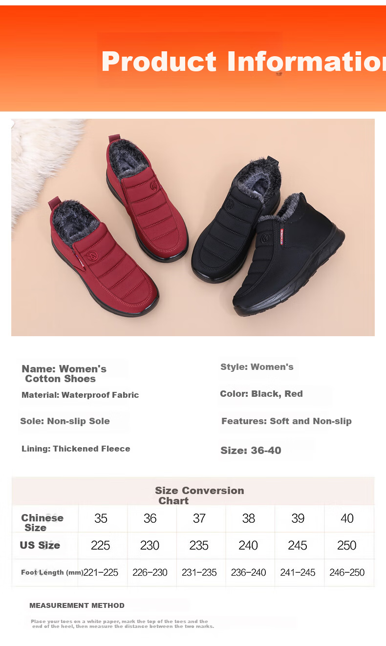 Anglerfish Old Beijing Cloth Shoes Winter Women's Middle-aged and Elderly Mom Fleece Thickened Warm Non-slip Cotton Shoes A8006 Red 36 5
