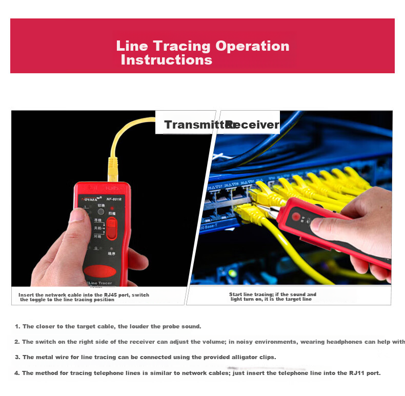 Smart Mouse NF-801R Cable Tracker Network Cable Tester Line Locator Anti-Burn PoE 12