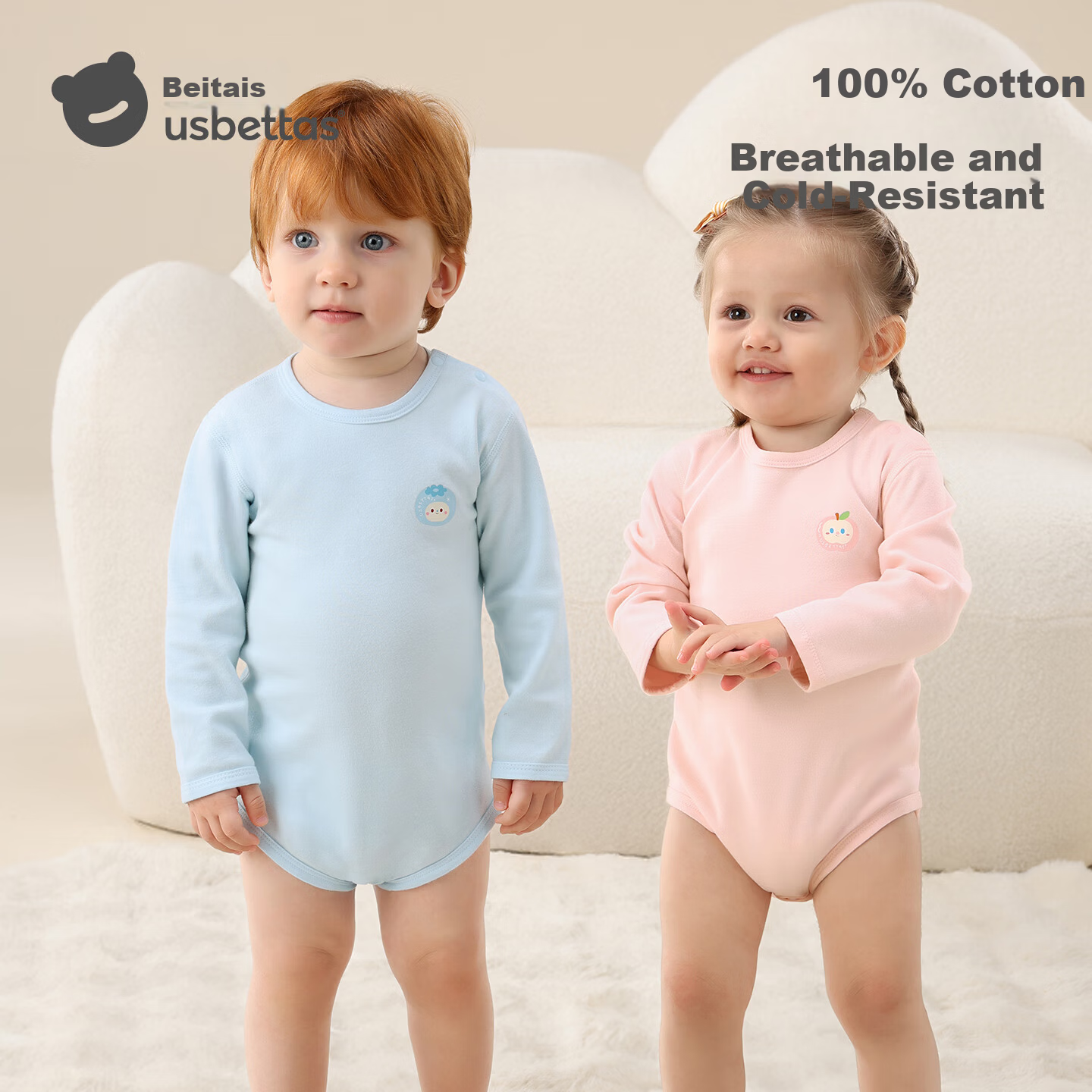 Betis Baby Clothes Skin-Friendly New Autumn Pure Cotton Infant Long Sleeve Bodysuit Warm Baby Romper Pajamas