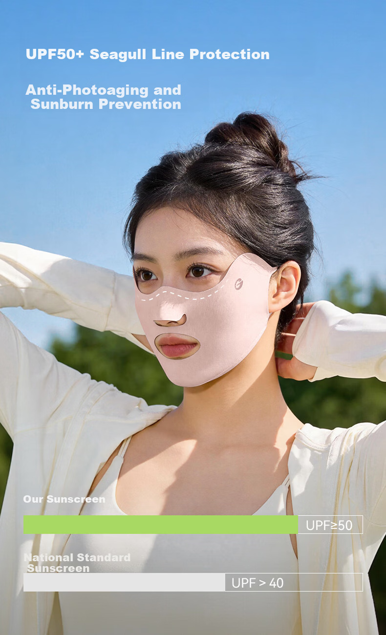 GOLOVEJOY High-Performance Sunscreen Mask Ice Silk Cooling Breathable Outdoor Cycling Commuting UV Protection Eye Corner Face Mask Black 3