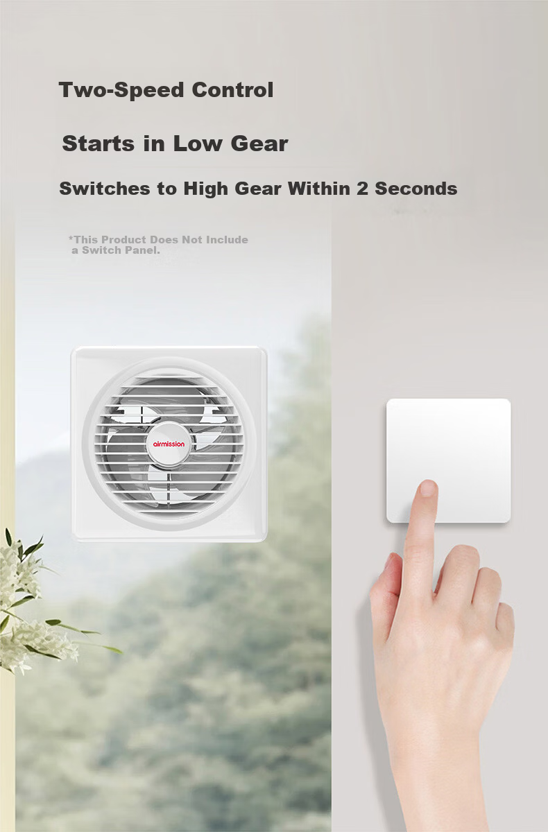 Meisheng 6-Inch Window Wall Exhaust Fan DC Inverter Silent Two-Speed Bathroom Ventilation Fan APC15A 14