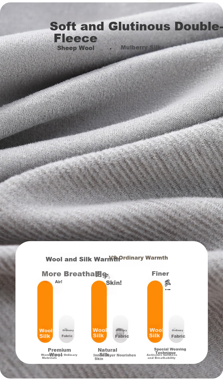 Langsha Youth Thermal Underwear Wool and German Velvet Heating Autumn Winter Fleece Thickened Set for High School Boys 13