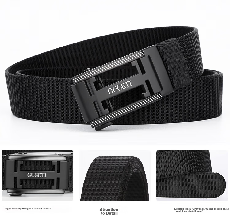 Gugti Men's Leather Belt Automatic Buckle Business Casual Pants Waistband Outdoor Military Training Woven Belt Fashion Versatile Gift 2