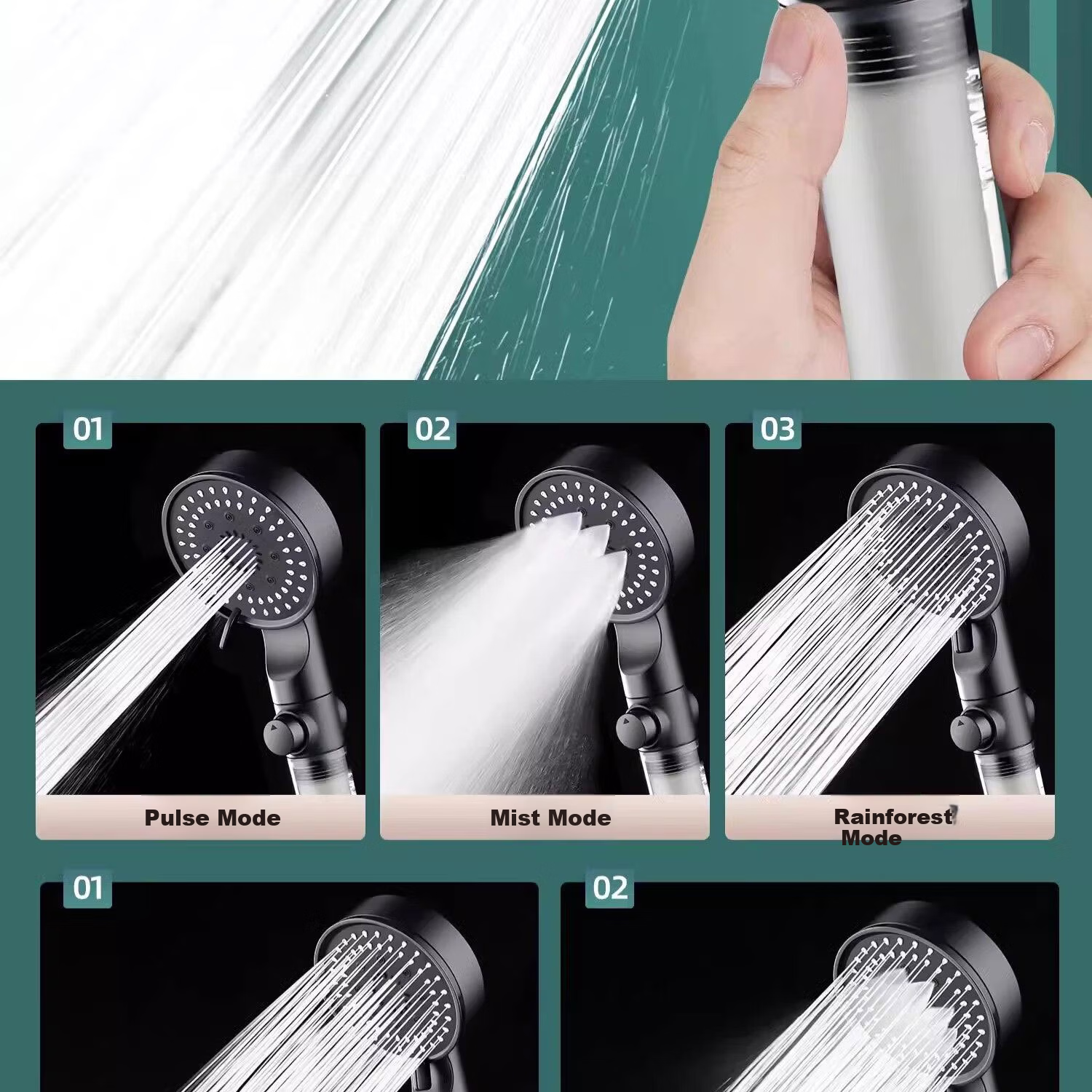 Del 28-Year Brand High-Pressure Shower Head Super Strong Water Flow Filtered Shower Head with Water Stop Function 14