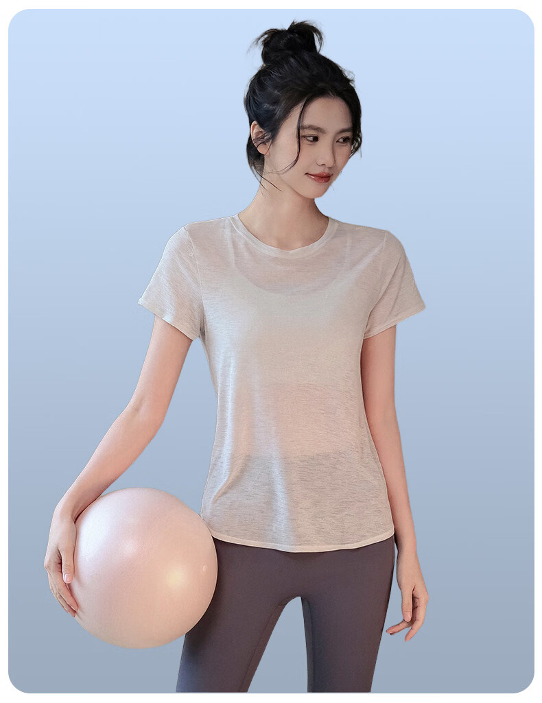 Langsha Women's Fitness Yoga Shirt Summer Running Sports Short Sleeve Loose Quick-Dry Breathable Pilates Training Backless Top 13