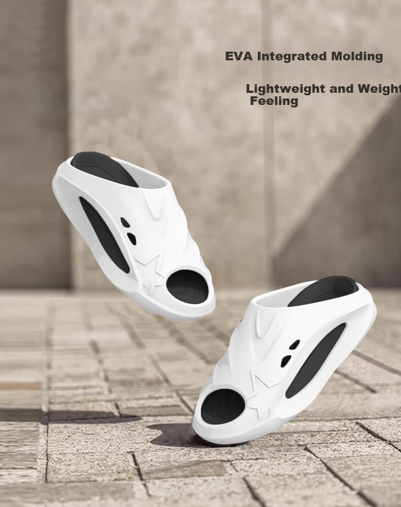 Seven Colors Sports Slippers Men's EVA Soft Sole Beach Four Seasons Thick Non-Slip Color Block Couple Women's Sandals White 40-41 1