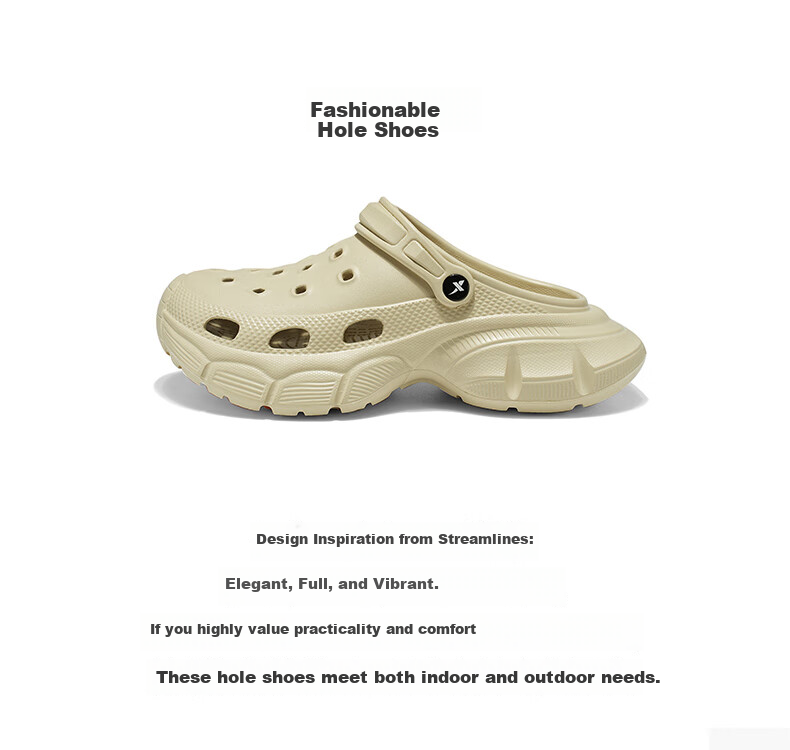 XTEP Men's Hole Sandals Casual Slippers Couples Outdoor Summer Beach Shoes A050 Black Size 43-44 1