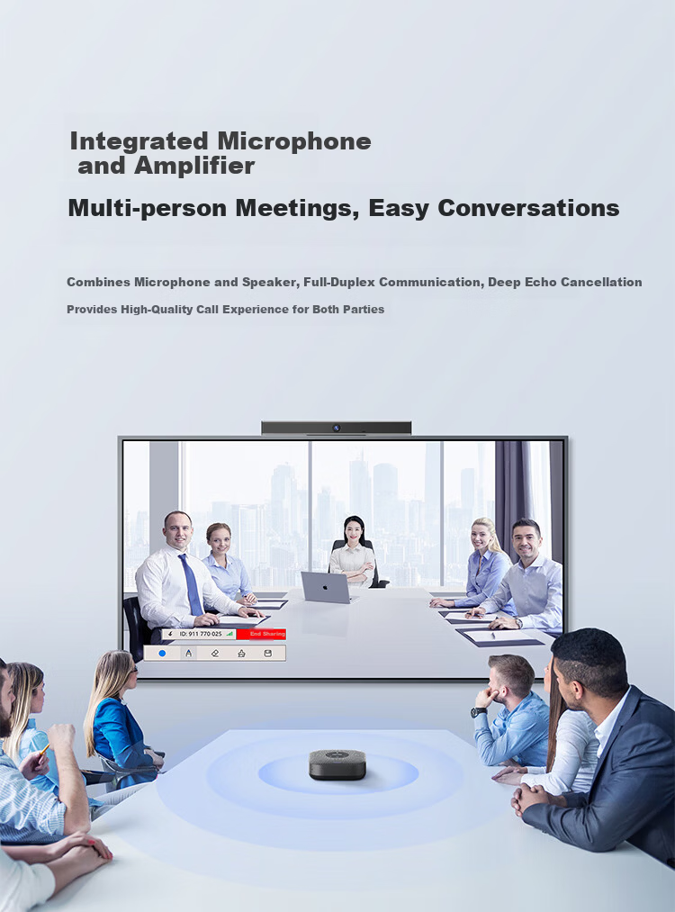 Horion Conference Omnidirectional Microphone, Video Conference Dedicated Desktop Video Conference Bluetooth Speaker All-In Pickup HM-5U (20-Meter Pickup Range, 8 Wired Units Can Be Cascaded) 5