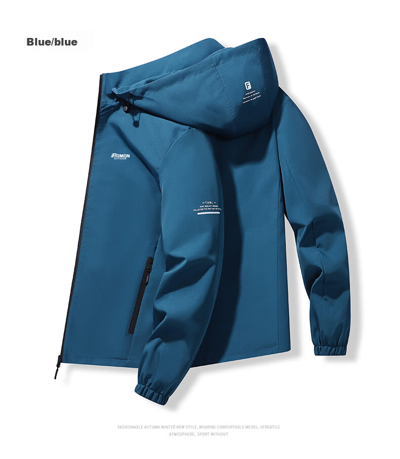 ROMON Men's Jacket Spring Autumn Trendy Outdoor Sports Casual Windproof Coat JK01 Blue Fleece Lined 3X 10