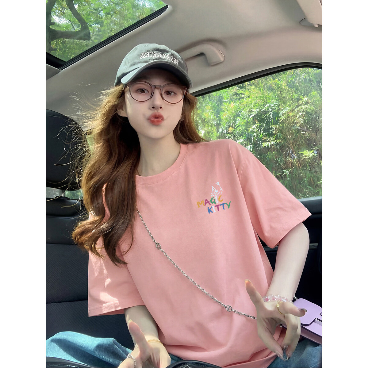 TonLion 2026 Summer Women's Cartoon Print Front and Back Short Sleeve T-Shirt Casual Versatile Fashion High-End Women's Tee