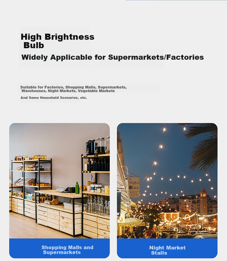 BULL LED Bulb High Brightness Pillar Shape Factory Supermarket High Power 40W Bulb White Light 6500K E27 Screw Base 8