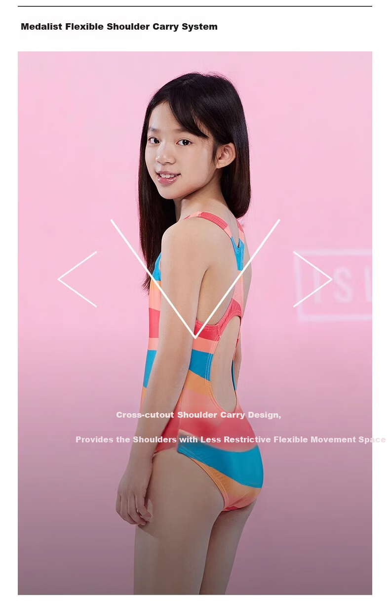 Speedo Children's Swimsuit, Swim Dare Series, Colorful Print, Youth Sun Protection One-Piece Swimsuit for Girls, Blue/pink, Size 15-16 3