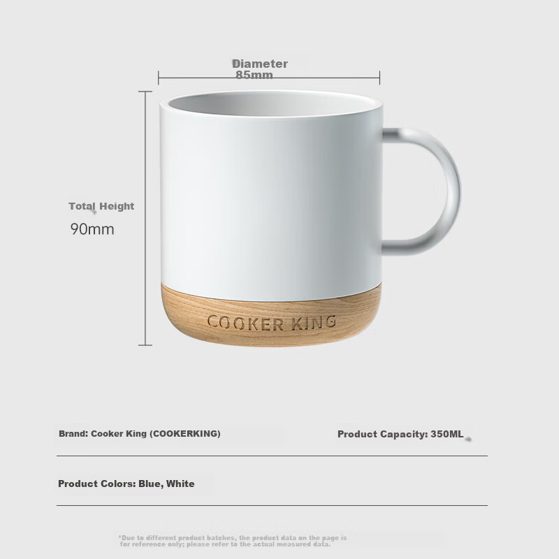 Chuida Huang Ceramic Mug with Wooden Base High-Quality Non-Slip Office Coffee Milk Water Cup White 350ml