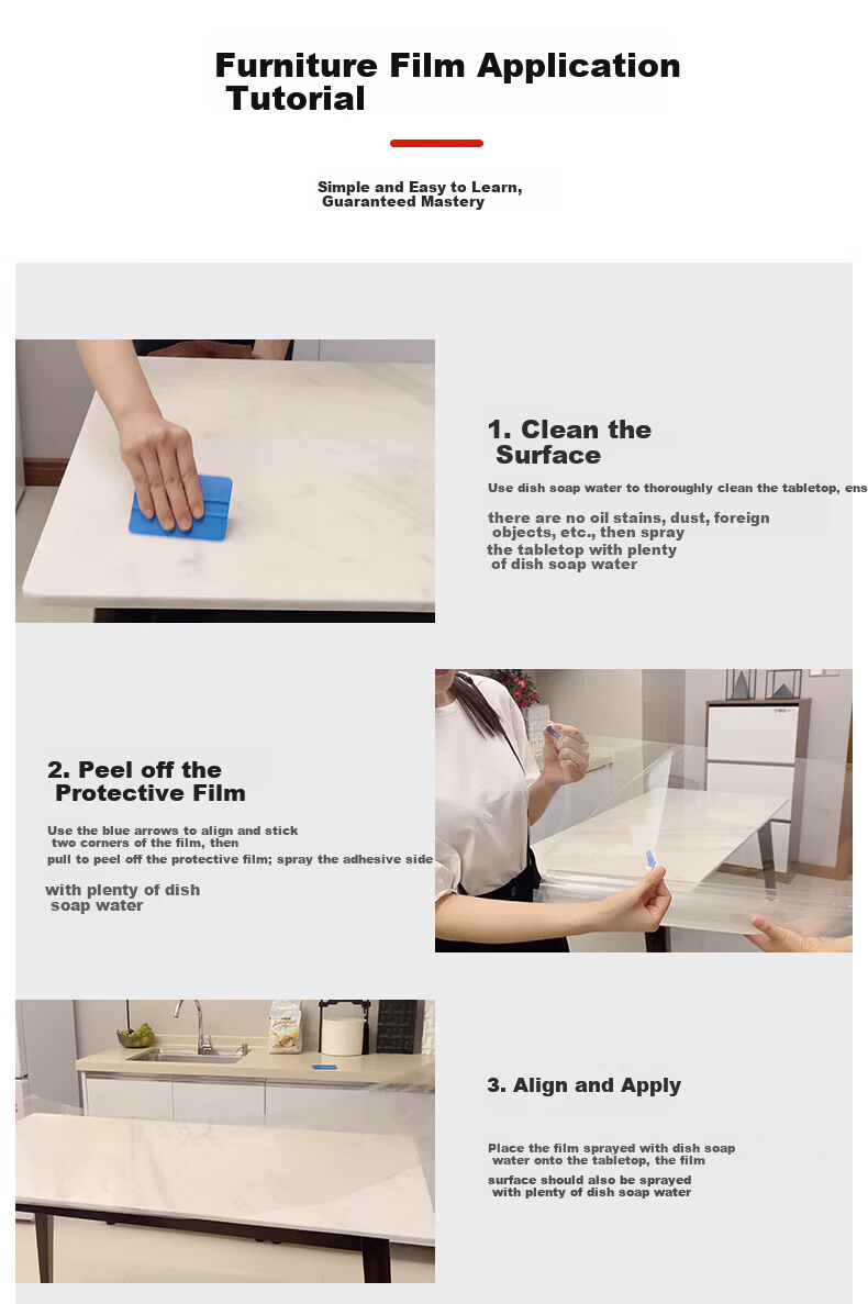 Xiruo Rock Slab Dining Table Protective Film, Heat-Resistant, High-Temperature Resistant, Coffee Table Marble Countertop Furniture Film, Desk Surface Protection Film 10