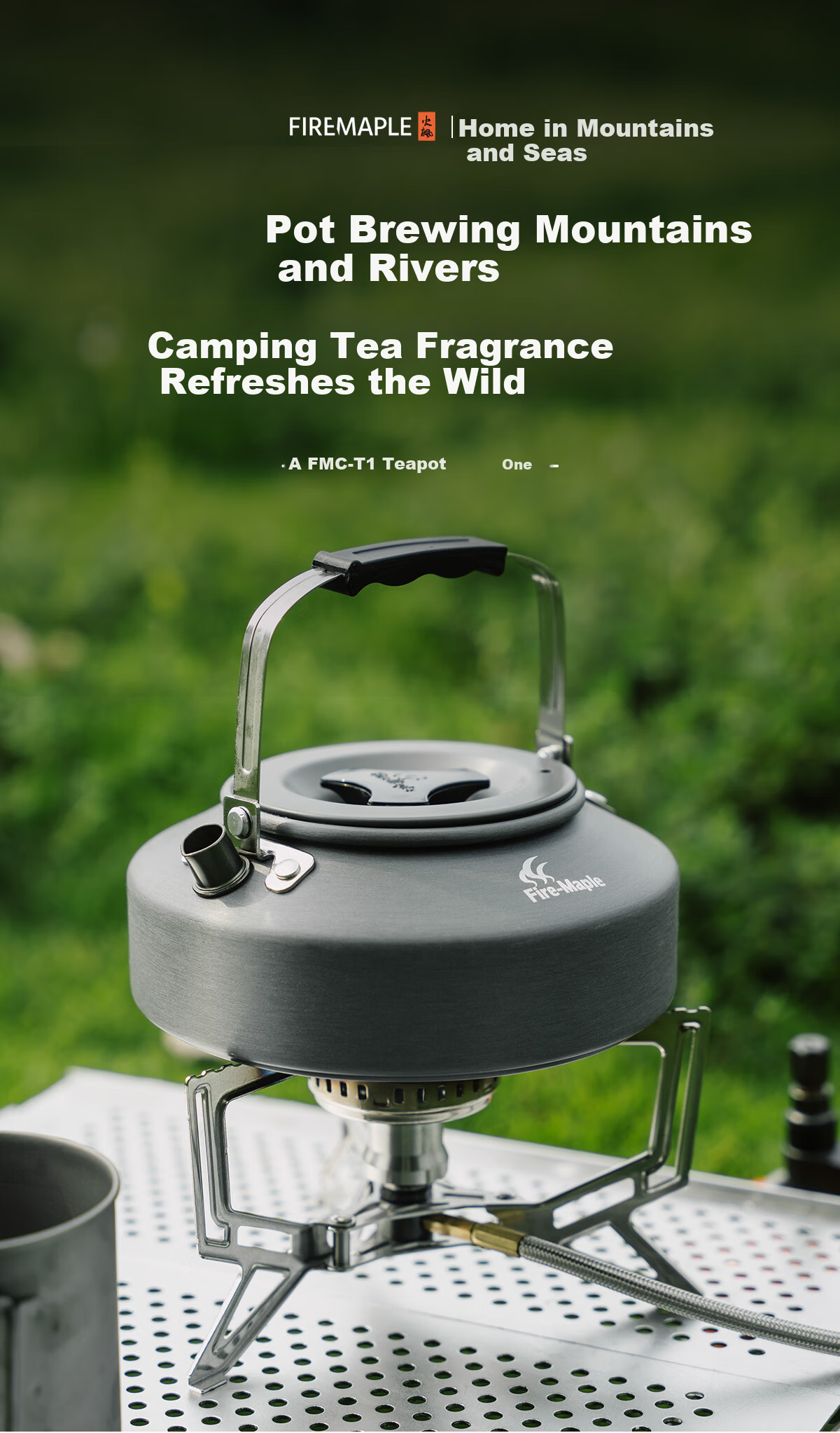 FIRE-MAPLE XT1 Heat Collection Pot 0.8L, Windproof Quick Heating Outdoor Camping Kettle, Aluminum Tea Pot, Coffee Pot, Fire-Round Brewing Tea 1