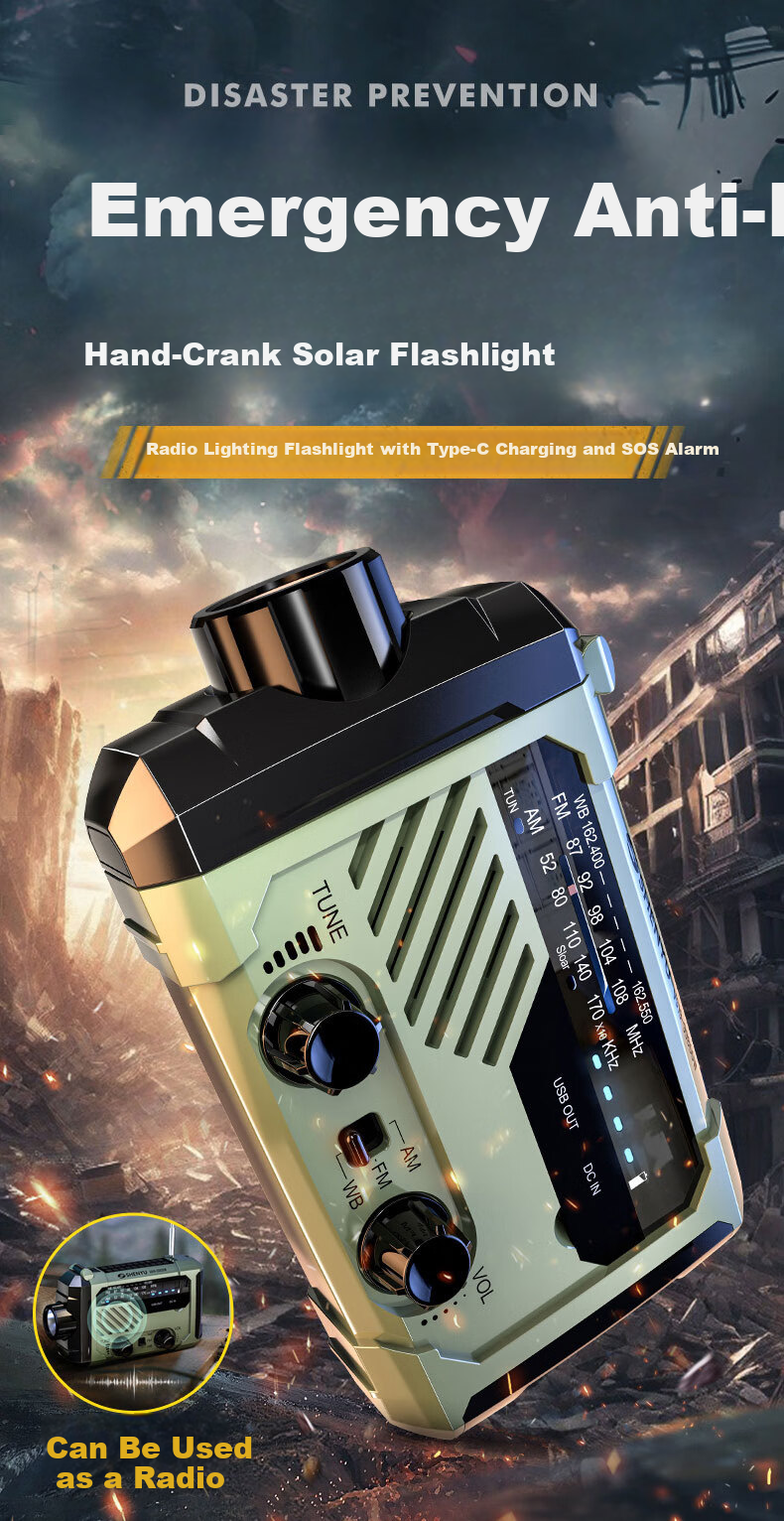 SHENYU Hand-Crank Dynamo Flashlight Radio Solar Multifunctional Emergency Charging Disaster Earthquake Lighting Equipment 1