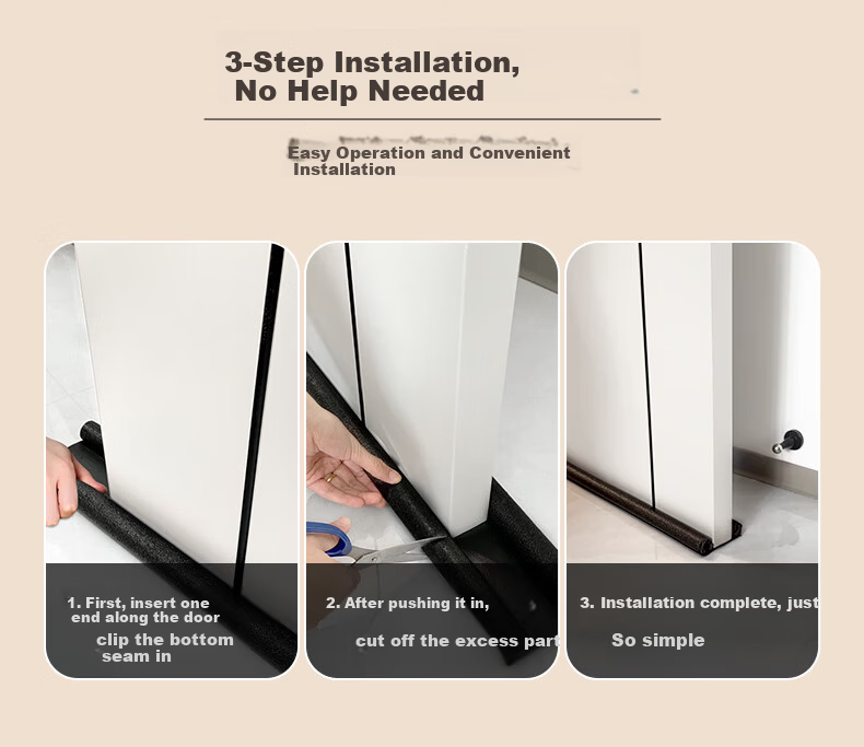 Xiruo Door Gap Sealing Strip, Bedroom Bottom Draft Stopper, Soundproof Windproof Strip, Insect Barrier, Windproof Device, Insulation Strip, No Adhesive Required 8